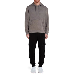 Men's <b>Grey</b> Hooded <b>Sweatshirt</b> 100% Cotton Fleece Casual Regular Fit Solid Color Pocket Design Autumn Style - Product Image 4