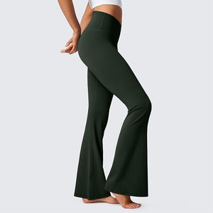 Leggings évasés doux et extensibles en tissu, collants de sport taille haute, couleur unie, sans couture, effet push-up, pour yoga et sport, antibactériens, respirants, service OEM - Product Image 5