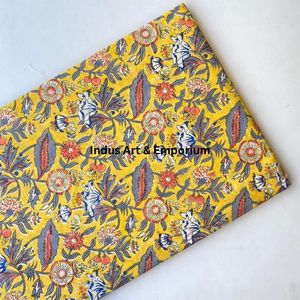 Tela de Algodón Cambray Estampada a Bloques 60x60, Tela de Algodón con Estampado Tradicional Jaipuri - Product Image 2