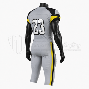 Ensemble d'uniformes de football américain personnalisés, gris, noir, jaune, maillot, pantalon rembourré, vêtements de sport d'équipe, OEM ODM, écologiques, séchage rapide - Product Image 5