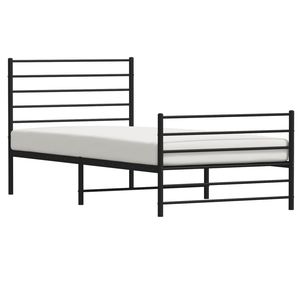 Cadre de lit double en acier noir avec revêtement poudré, lit rectangulaire en métal - Product Image 4