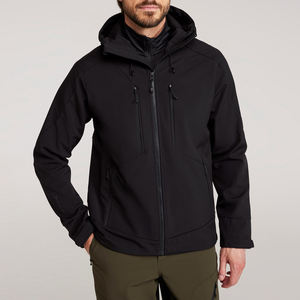 Nouvelle veste softshell à capuche patchwork, design personnalisé, automne, coupe-vent, imperméable, doublure polaire, fermeture éclair pour homme - Product Image 2