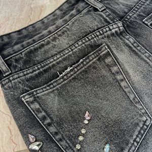 Shorts pour hommes en nylon/coton avec strass, taille élastique, couleur unie, logo personnalisé, style décontracté, streetwear, jogger - Product Image 6