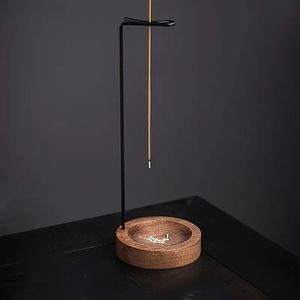Porte-encens en laiton avec base en bois, brûleur d'encens en bâtonnets, diffuseur d'aromathérapie, support pour toutes les saisons, décoration de table, bureau, maison - Product Image 2
