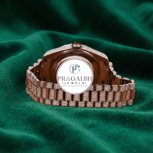 นาฬิกาข้อมือ Pragalbh Jewels ประดับเพชร หน้าปัดแบบอารบิก หรูหรา สายสแตนเลส สตีล ควอตซ์ สำหรับผู้ชายและผู้หญิง - Product Image 5