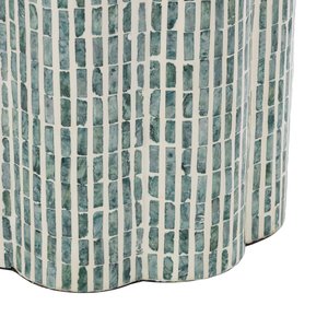 Contemporary Bone Inlay Mosaic Side Table and Wardrobe With Polygon Shape And Glossy Finish For Living Room Decor - Product Image 6