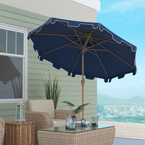 Ombrellone da Giardino e Spiaggia 2,5m e 2,7m con Pulsante di Inclinazione e Manovella Blu Scuro - Product Image 2