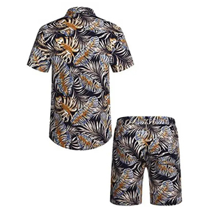 Hawaiian Beachside Beach Custom Logo Cotton Summer 2 Piece Polo Shirt & Cargo Shorts Set Breathable Quick Dry Men's Tracksuit - Product Image 6