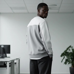 Sweat-shirt à col rond style universitaire en tissu éponge, sweat-shirt à col montant pour l'automne/hiver, lettres brodées sur le devant - Product Image 4
