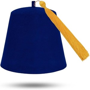 Masonic Plain Fez Hat - <b>White</b> Wool with Various Tassel Colors Closure type Drawstring Pattern Solid - Product Image 3