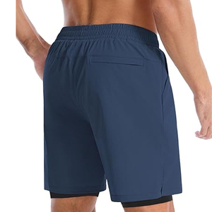 Shorts de course pour hommes 2 en 1 avec doublure de compression, shorts de sport à séchage rapide, logo personnalisé, fournisseur OEM - Product Image 4