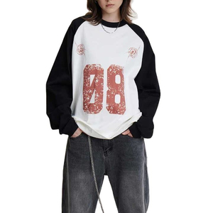 T-shirt à manches longues pour femme, coupe ample, 100% coton, imprimé, double couche de polaire respirante, hiver - Product Image 1