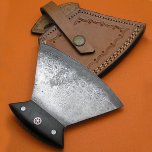 Cuchillo para Pizza de Damasco Hecho a Mano con Funda de Cuero, Cuchillo Tipo Baldeira de Espiga Completa para Cocina Profesional y Barbacoa - Product Image 2