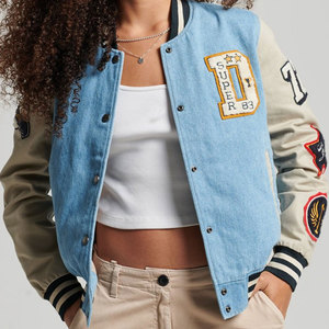 Manteau d'hiver à la mode pour femmes lettre Design décontracté Sport surdimensionné respirant veste en cuir tissu personnalisé laine broderie nouveau - Product Image 1