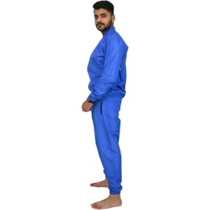 Ensemble de survêtement en polyester personnalisable pour homme, veste coupe-vent deux pièces, bleu, fermeture éclair, séchage rapide, coupe-vent, été - Product Image 3
