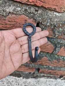 Hand Forged Wrought Iron Wall <b>Hook</b> Vintage Industrial Decorative J <b>Hook</b> for <b>Coats</b> Bags Hats Rustic Antique <b>Single</b> Hanger - Product Image 4