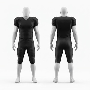 Conjunto de Uniforme de Fútbol Americano Negro para Hombre, Cuello en V, Manga Corta, Ajustado, Transpirable, que Absorbe la Humedad, para Todas las Temporadas - Product Image 1