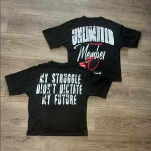 Camiseta unisex negra 100% algodón lisa para mujer, estilo vintage con lavado ácido, camisetas para hombre, camiseta extragrande de gran gramaje, de proveedor popular - Product Image 1