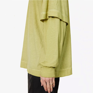 เสื้อยืดโอเวอร์ไซส์วินเทจสำหรับผู้ชาย ผ้าฝ้าย 100% แขนสองชั้น แขนยาว สไตล์สตรีทแวร์ ดีไซน์สองชั้น - Product Image 4