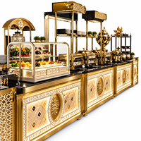 Zaravelle GrandFeast Pavilion, îlot de buffet moderne de luxe classique en acier inoxydable, comptoir de traiteur multi-stations