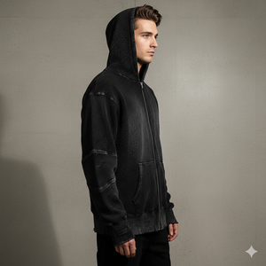 Ranzia Industry Factory Manufacturer Supply Men Zip Hoodie Men Zip Hoodie 100% Cotton Distressed Embroidery Printing Hoodie - Product Image 4