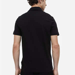 Navy blue color half zipper men polo shirt with the <b>matching</b> short twin set manufacture - Product Image 2