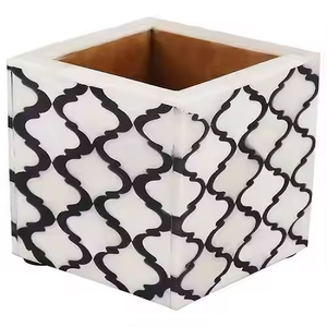Porte-stylo carré unique en MDF style Art Déco avec incrustation d'os, design de luxe personnalisé imprimé UV pour la maison/le bureau/l'école - Product Image 5