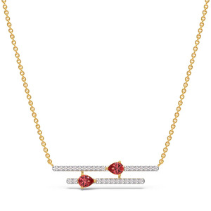 Collier en diamant à double barre avec pierres roses, lignes scintillantes parallèles et design asymétrique moderne - Product Image 1