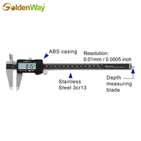 Calibrador Digital Electrónico de Acero Inoxidable GoldenWay con Batería LR44/SR44, Rango de 12 Pulgadas/300 mm, Sistema Métrico/Pulgadas