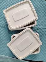 Conteneur alimentaire rectangulaire en bagasse écologique de 750 ml avec couvercle |   Boîte à lunch jetable biodégradable pour mariage