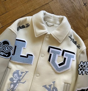 Custom Vintage Fleece Body PU <b>Synthetic</b> <b>Leather</b> Sleeves Varsity Jacket High Quality Screen Printing Chenille Patches Jackets - Product Image 4