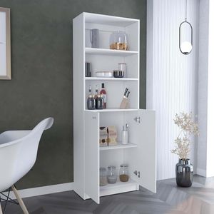 Libreria Moderna a 2 Ante per Ufficio Domestico con Ripiani Multi-Livello, Unità di Stoccaggio Bianca con Doppie Porte - Product Image 4