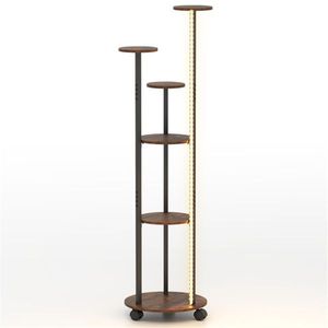 Espositore per Piante a 6 Livelli Marrone Rustico con Striscia LED RGB, Controllo Smart tramite APP e Telecomando per Decorazioni Domestiche e Mensole - Product Image 3