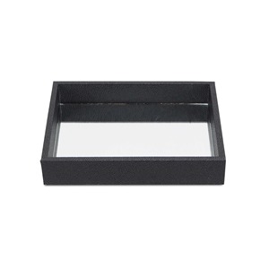 Rectangular Leather Storage <b>Tray</b> With <b>Mirrored</b> Base Minimalist Design For Desk Organization - Product Image 4