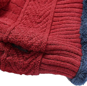 Gorros unisex de punto grueso con forro de satén, diseño a cuadros dibujado a mano, con pompón de piel sintética, para invierno y playa - Product Image 4