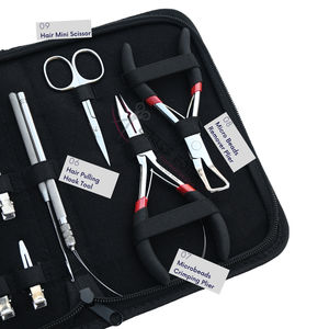 Kit d'outils professionnels pour extensions de cheveux argentées avec dissolvant de micro-perles, pince à sertir, crochet de tirage, boucle de pose et mini-ciseaux - Product Image 4