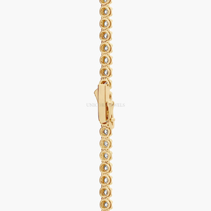 Collier tennis de luxe en diamant de laboratoire taille ronde, serti clos en or jaune 14K, certifié IGI, collier ras-du-cou - Product Image 4