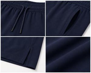 Men's Navy 100% Polyester Knitted Mid Waist Drawstring Color Block Breathable Windproof <b>Waterproof</b> Quick Dry Eco-Friendly <b>Shorts</b> - Product Image 5