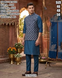 Ensemble de Kurta ethnique festif pour hommes avec Koti imprimé - Product Image 6