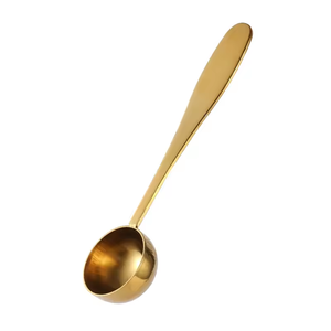 Cuchara medidora de metal dorado con mango largo, cuchara de cocina de latón, cuchara de café de latón, cuchara medidora larga de latón - Product Image 1