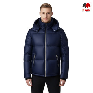 เสื้อแจ็คเก็ตพัฟเฟอร์ผู้ชายแบบสั่งทำพิเศษสำหรับฤดูหนาว มีฮู้ด ปิดด้วยซิป โลโก้สั่งทำด้านหน้า ผ้าระบายอากาศได้ดี - Product Image 4