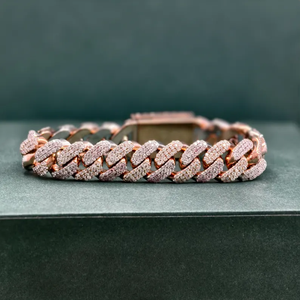 <b>Rose</b> <b>Gold</b> Iced Out Cuban Link Bracelet Hip Hop Diamond Chain Bracelet Luxury Statement Jewelry For Men Women - Product Image 6