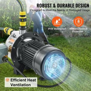 115 Volt 18.5 GPM 131 FT irrigazione pompa acqua 3/4HP SUS304 in acciaio inox pompa a getto di pozzo poco profondo per l'approvvigionamento idrico di grattacieli - Product Image 5