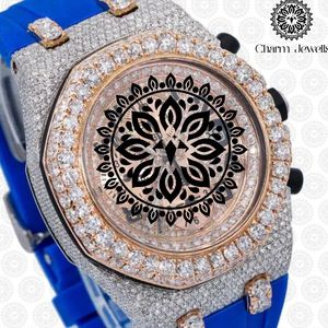 Charm_Jewells Luxury Stainless Steel <b>Watch</b> 40mm Round Diamond Encrusted Sapphire Crystal Analog Dial Unisex Quartz Movement - Product Image 5