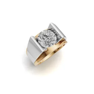 Forge Tension Men <b>Diamond</b> <b>Ring</b> in 18K Yellow Gold Round Cut <b>Diamond</b> <b>Ring</b> Lab Created <b>Diamond</b> <b>Ring</b> for Men's - Product Image 5