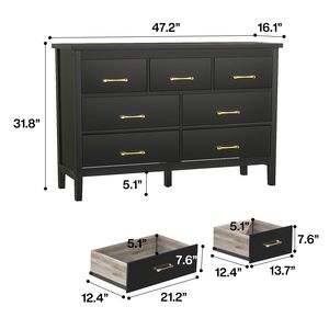 Cassettiera con 7 cassetti, mobile contenitore in legno con maniglie nere, comò moderno per camera da letto e soggiorno - Product Image 6