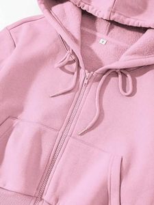 Thermal Heavy Weight Fleece <b>Cropped</b> <b>Zip</b> <b>Up</b> Hoodie Women Cloud Soft Brushed Interior Thick Cozy Winter Crop Hoody - Product Image 2