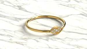 Anillo de Lujo con Motivo de Ojo en Oro de 18K, Banda con Racimo de Diamantes Redondos, Anillo Minimalista Apilable, Regalo de Aniversario, Joyería Fina para Mujer - Product Image 3