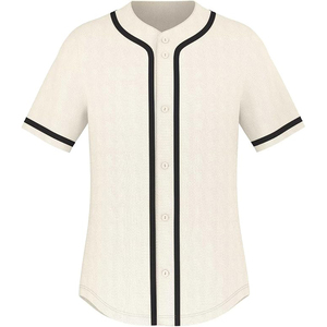 Maillot de baseball classique à base de crème avec bordure noire, en maille polyester vierge, pour le sport, vente en gros, haut de gamme - Product Image 1