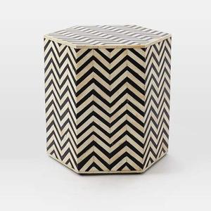 Mesa de Cajones con Incrustaciones de Hueso de ILAHI, con Base de Latón, Diseño Moderno, Detalles de Ágata, Almacenamiento de Tres Niveles, Mueble Portátil para el Hogar - Product Image 1